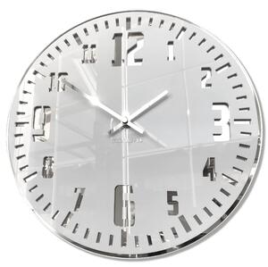 Biele nástenné hodiny v retro štýle so strieborným ciferníkom Biela