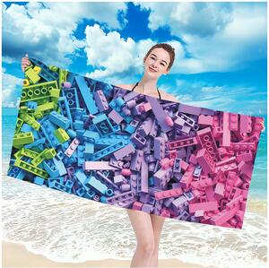 Plážová osuška s motívom farebných kociek 100 x 180 cm Modrá