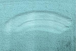 Okrúhly koberec BUNNY aqua modrý, imitácia králičej kožušiny