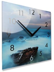 Dekoračné sklenené hodiny 30 cm s motívom oceánu Modrá