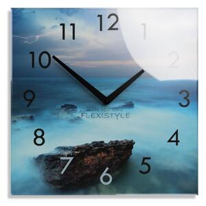 Dekoračné sklenené hodiny 30 cm s motívom oceánu Modrá