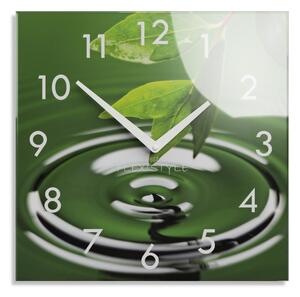 Dekoračné sklenené hodiny 30 cm v zelených odtieňoch Zelená