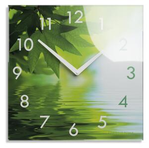 Dekoračné sklenené hodiny 30 cm s motívom prírody Zelená