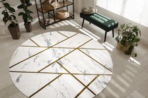 Koberec okrúhly EMERALD exkluzív 1012 glamour, mramor, geometrický krém / zlatý