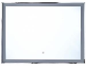 Nástenné závesné LED zrkadlo strieborné 90 x 70 cm obdĺžnikové moderné kúpeľňové