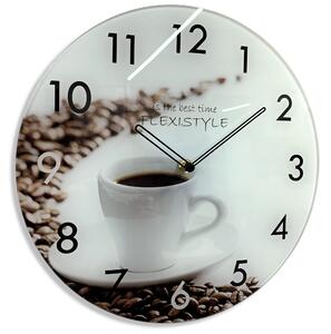 Kvalitné kuchynské hodiny s kávou 30 cm Biela