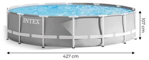 Rodinný záhradný bazén s filtráciou a rebríkom 427 cm Sivá