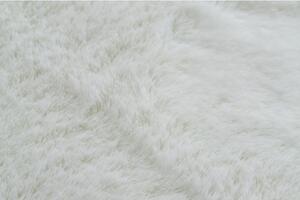 Okrúhly koberec BUNNY biely, imitácia králičej kožušiny