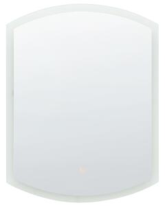 Nástenné kúpeľňové zrkadlo strieborné 60 x 78 cm oválne moderné súčasné kozmetické LED zrkadlo