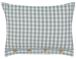 Dekoratívny vankúš zelený a biely kockovaný vzor 40 x 60 cm gombíky moderný bytový doplnok spálňa obývačka