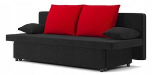 Moderná rozkladacia pohovka čierno červenej farby 193 x 78 cm Červená