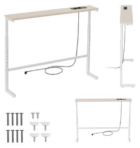 Konzoľový stolík/príkonzový stolík, biely, so svetlou doskou, s nastaviteľnou výškou od 62 do 83 cm, maximálna nosnosť 25 kg, kábel 2,5 m, model MC-140 W, značka Maclean