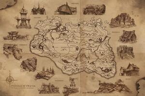 Plagát, Obraz - The Elder Scrolls V: Skyrim - Illustrated Map