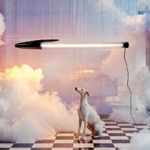SELETTI LED závesné svietidlo BIC, čierna, dĺžka 173 cm, Čierna, Obývacia izba / jedáleň, Plast, Dizajn, Závesné svietidlo