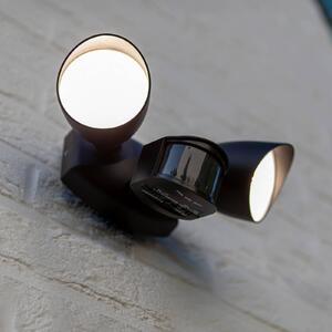 Vonkajší nástenný reflektor s LED senzorom SHRIMP, čierny, 20 W, 2-pl., IP54, Čierna, Hliník, Moderný, Nástenné bodové svietidlo