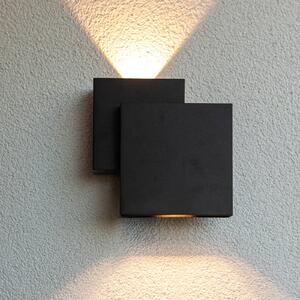 Vonkajšie nástenné LED svietidlo RIALTO, čierne, 20 cm, IP44, smerom nahor/nadol, Čierna, Hliník, Moderný, Nástenné svietidlo