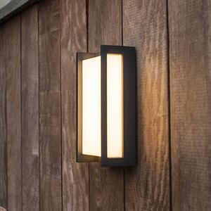 Inteligentné vonkajšie nástenné svietidlo QUBO, tmavošedá, 22 cm, IP54, RGB,, Hliník / sivá / zinok, Hliník, Moderný, Nástenné svietidlo