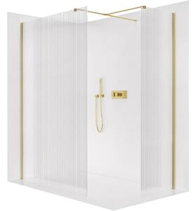 CERANO - Sprchová zástena Walk-in Onyx TL/P - 8 mm - hranatá vzpera - zlatá, ryhované sklo - 50x50x200 cm