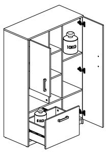Kombinovaný policový regál KARIS - biely / antracit / dub artisan
