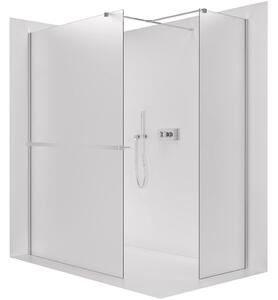 CERANO - Sprchová zástena Walk-in Onyx TL/P - 8 mm - hranatá vzpera + polička/držiak na uteráky - chróm, mliečne sklo - 160x80x200 cm