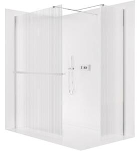 CERANO - Sprchová zástena Walk-in Onyx TL/P - 8 mm - hranatá vzpera + polička/držiak na uteráky - chróm, ryhované sklo - 100x80x200 cm