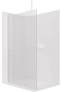 CERANO - Sprchová zástena Walk-in Onyx Top Round Ľ/P - 8 mm - guľatá vzpera - biela matná, ryhované sklo - 50x200 cm