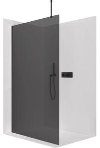 CERANO - Sprchová zástena Walk-in Onyx Top Round Ľ/P - 8 mm - guľatá vzpera - čierna matná, grafitové sklo - 100x200 cm