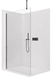 CERANO - Sprchová zástena Walk-in Onyx Top Round Ľ/P - 8 mm - okrúhla vzpera - čierna matná, transparentné sklo - 40x200 cm