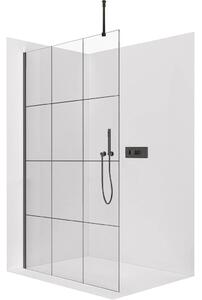 CERANO - Sprchová zástena Walk-in Onyx Top Round Ľ/P - 8 mm - guľatá vzpera - čierna matná, industriálne sklo - 140x200 cm