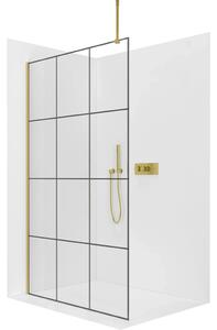 CERANO - Sprchová zástena Walk-in Onyx Top Round Ľ/P - 8 mm - guľatá vzpera - zlatá, industriálne sklo - 90x200 cm