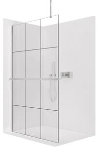 CERANO - Sprchová zástena Walk-in Onyx Top Round Ľ/P - 8 mm - guľatá vzpera + polička/držiak na uteráky - chróm, industriálne sklo - 160x200 cm
