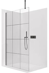 CERANO - Sprchová zástena Walk-in Onyx Top Cube Ľ/P - 8 mm - hranatá vzpera - čierna matná, industriálne sklo - 100x200 cm