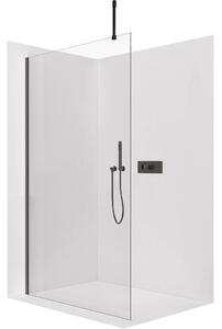 CERANO - Sprchová zástena Walk-in Onyx Top Cube Ľ/P - 10 mm - hranatá vzpera - čierna matná, transparentné sklo - 100x200 cm