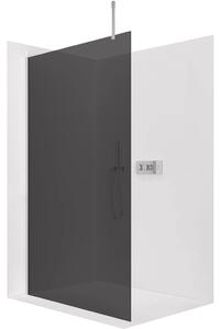 CERANO - Sprchová zástena Walk-in Onyx Top Cube Ľ/P - 8 mm - hranatá vzpera - chróm, grafitové sklo - 80x200 cm