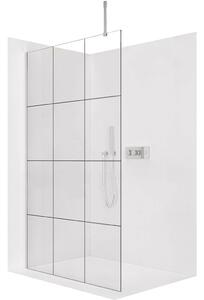 CERANO - Sprchová zástena Walk-in Onyx Top Cube Ľ/P - 8 mm - hranatá vzpera - chróm, industriálne sklo - 90x200 cm