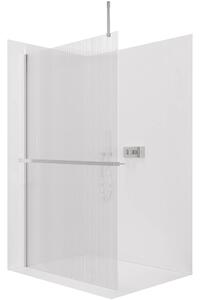 CERANO - Sprchová zástena Walk-in Onyx Top Cube Ľ/P - 8 mm - hranatá vzpera + polička/držiak na uteráky - chróm, ryhované sklo - 100x200 cm