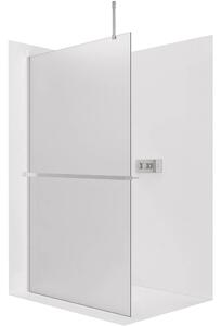CERANO - Sprchová zástena Walk-in Onyx Top Cube Ľ/P - 8 mm - hranatá vzpera + polička/držiak na uteráky - chróm, mliečne sklo - 140x200 cm