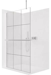 CERANO - Sprchová zástena Walk-in Onyx Top Cube Ľ/P - 8 mm - hranatá vzpera + polička/držiak na uteráky - chróm, industriálne sklo - 90x200 cm