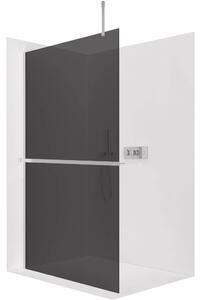 CERANO - Sprchová zástena Walk-in Onyx Top Cube Ľ/P - 8 mm - hranatá vzpera + polička/držiak na uteráky - chróm, grafitové sklo - 100x200 cm