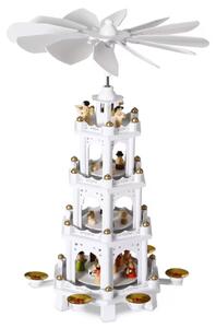 Vianočná pyramída MERRY, 60x20x20cm, biela Spielwerk