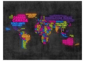Fototapeta mapa sveta v talianskom jazyku - Map: Italian - colors
