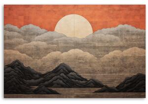 Obraz na plátne Slnko, mraky a hory v Japonsku Rozmery: 60 x 40 cm