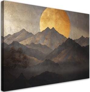 Obraz na plátne Japonské zlaté slnko a hory Rozmery: 60 x 40 cm
