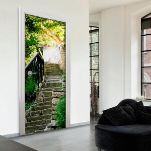 Fototapeta na dvere s motívom prírody a kamenných schodov - 70x210