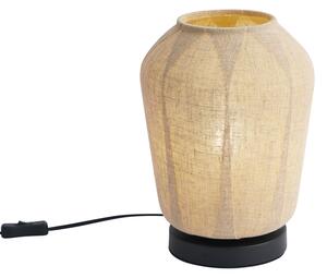 Japandi stolná lampa čierna s béžovým ľanovým tienidlom 21,5 cm - Nami
