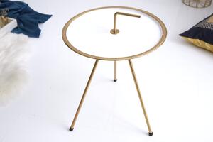 Príručný stolík CLEVO 42 cm - biela, zlatá