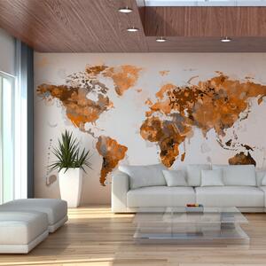 Fototapeta mapa sveta v odtieňoch hnedej - World in brown shades