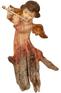 Vítajúci anjel s flautou koreňová socha