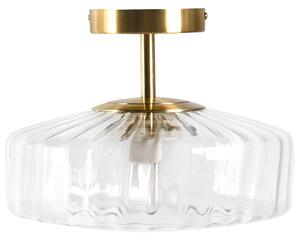 Stropná lampa priehľadná sklenené tienidlo pozlátená železná základňa moderný glamour štýl obývacia izba