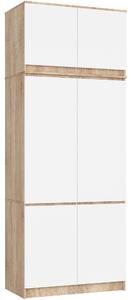 Ak furniture Šatní skříň s nástavcem Star 02 90 cm dub Sonoma/bílá